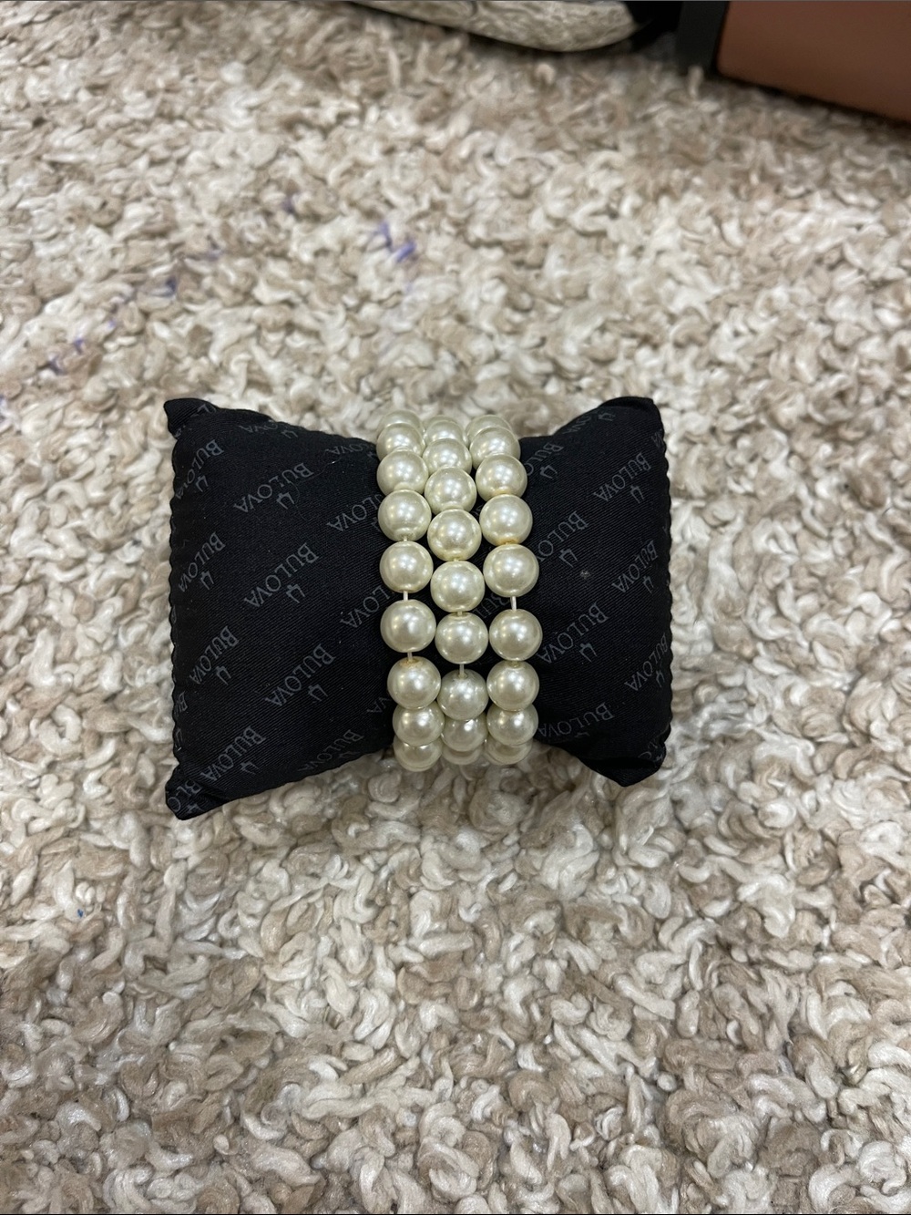Bulova Triple-Row Faux Pearl Stretch Bracelet in Ivory Pearl